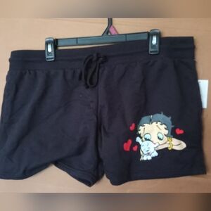 Betty Boop Black Athletic Shorts with Cartoon Design